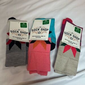 Pack of 3 Women’s Colorful Socks - Gray, Pink, Tan - NWT - The Sock Shop - Sz M